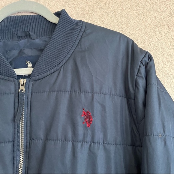US Polo Assn Puffy Bomber Varsity Jacket-Navy Blue-Men’s L/Large-Casual-Winter - Picture 4 of 11